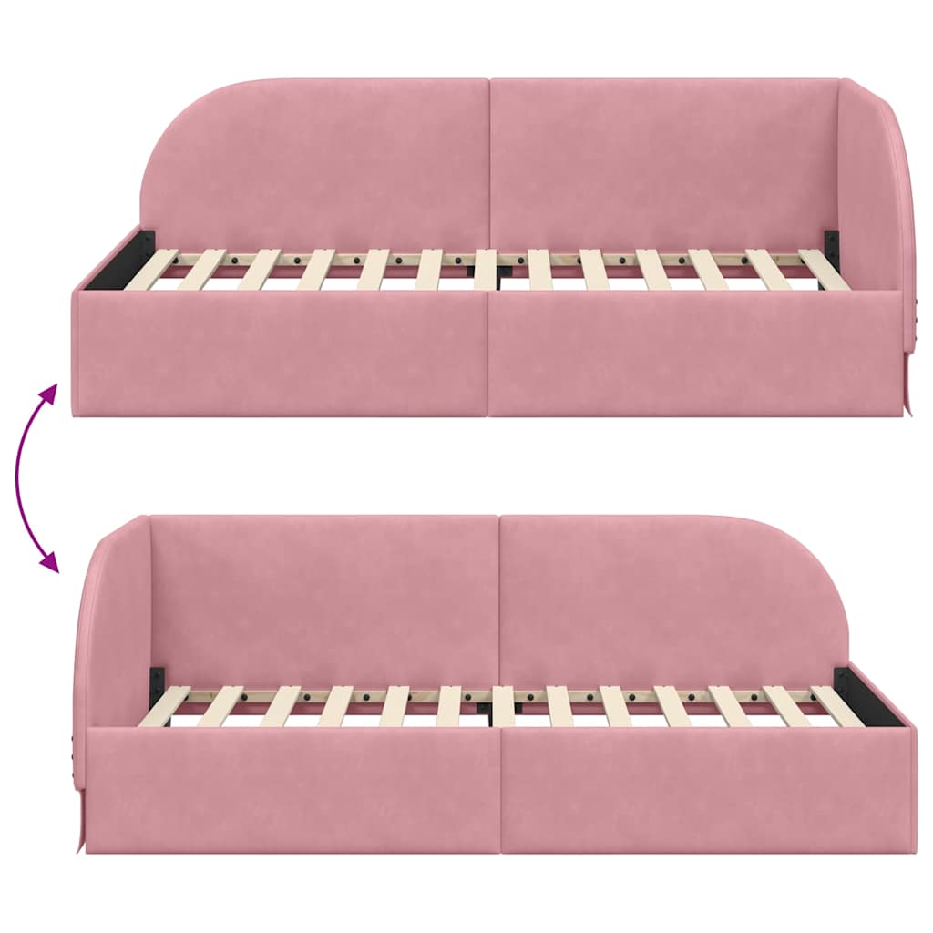 Cadre de lit d'angle avec tête de lit Rose 80 cm x 200 cm - XIOS