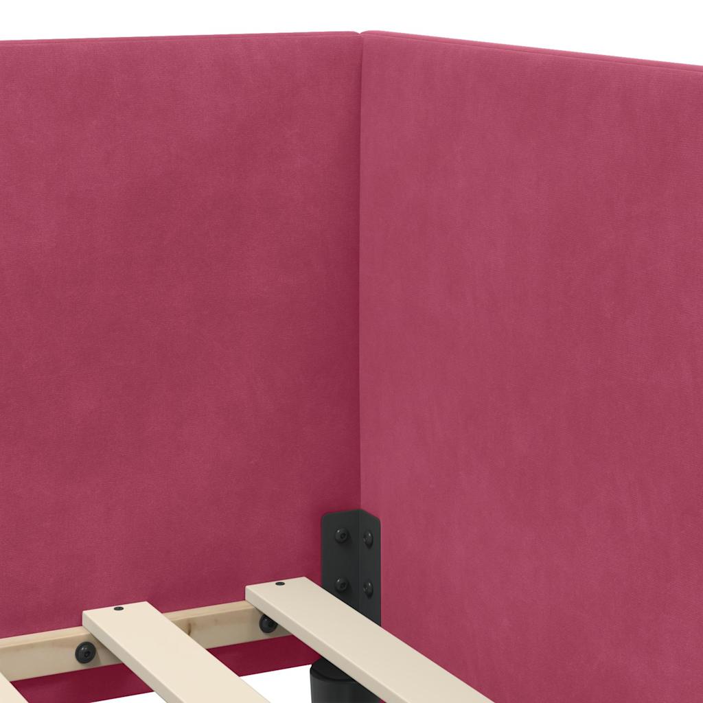 Cadre de lit d'angle Rouge bordeaux 80 x 200 cm Velours - XIOS