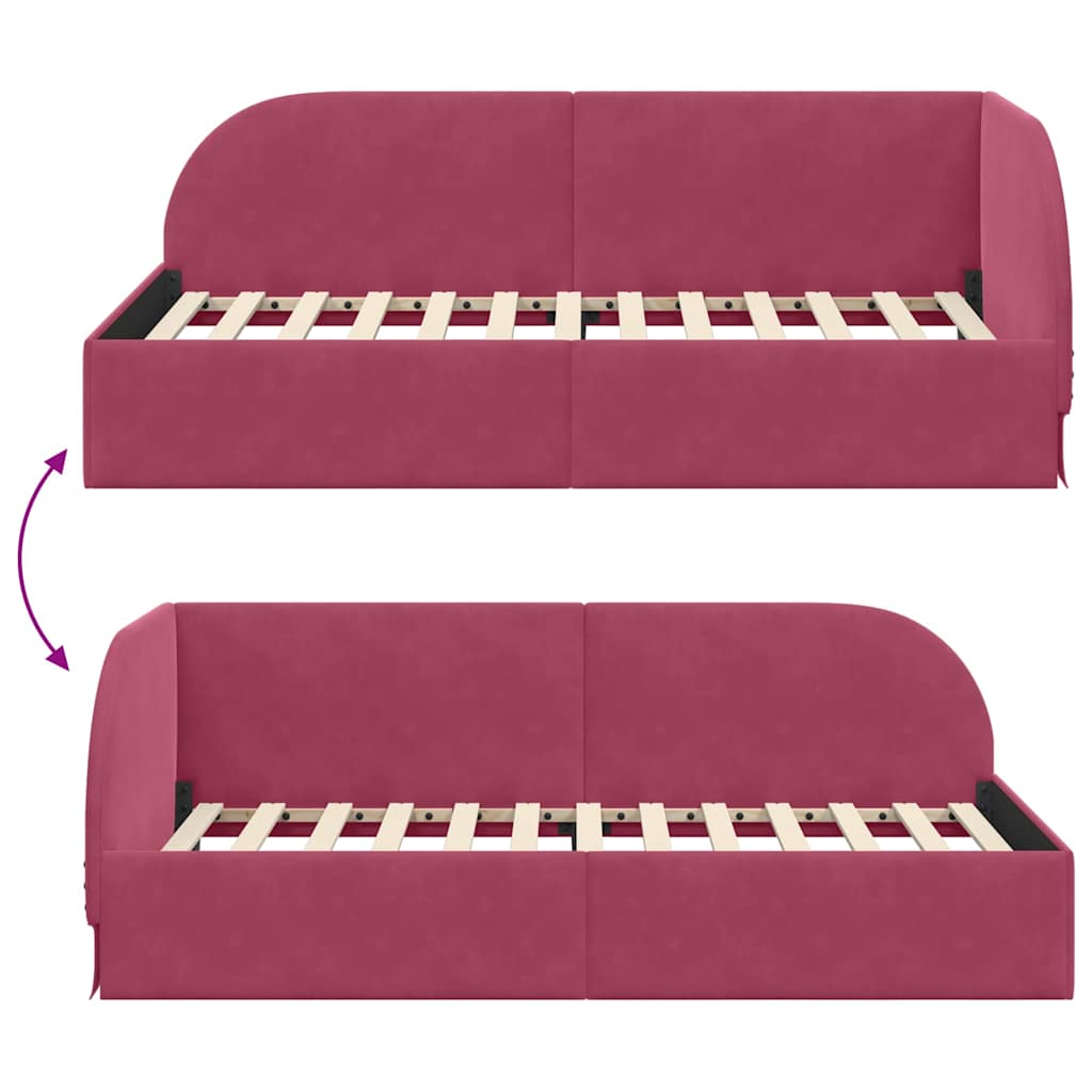 Cadre de lit d'angle Rouge bordeaux 80 x 200 cm Velours - XIOS