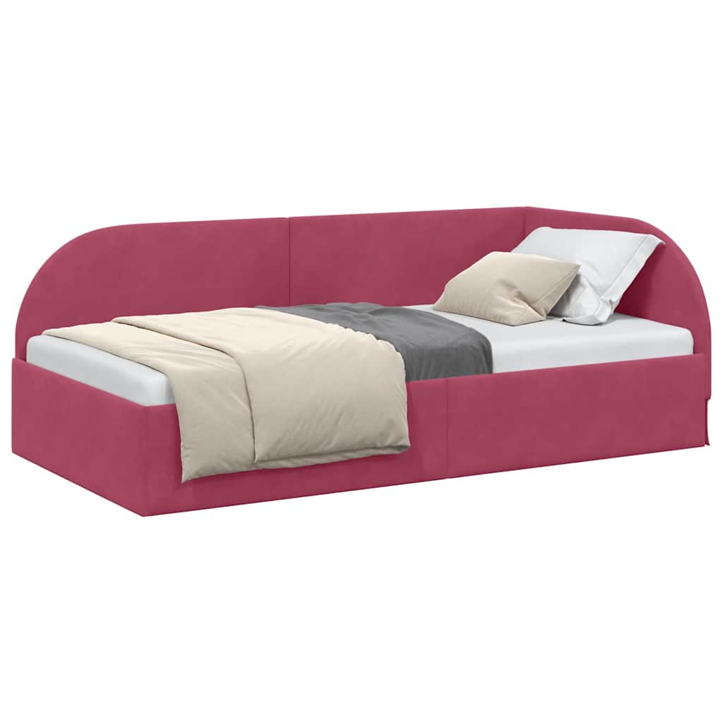 Cadre de lit d'angle Rouge bordeaux 80 x 200 cm Velours - XIOS