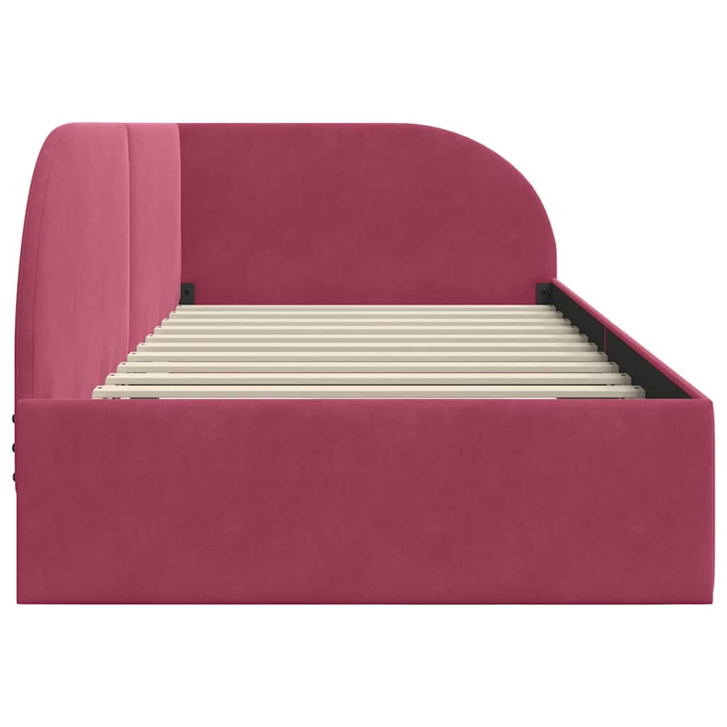 Cadre de lit d'angle Rouge bordeaux 80 x 200 cm Velours - XIOS