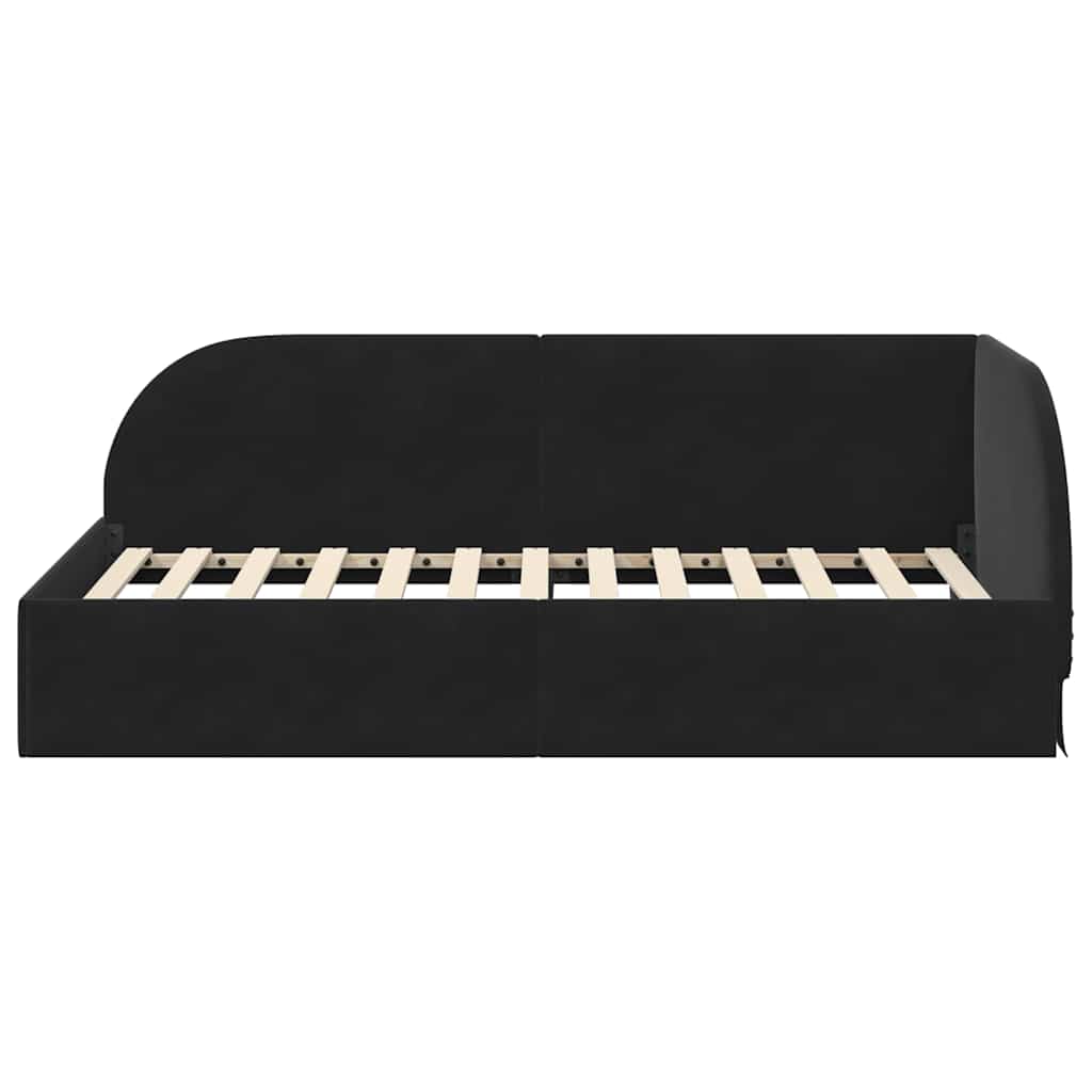Cadre de lit d'angle avec tête de lit Noir 80 x 200 cm Velours - XIOS