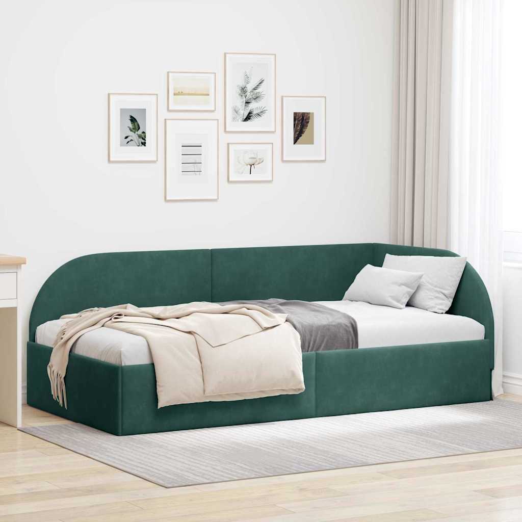 Cadre de lit d'angle Vert foncé 90 x 190 cm Velours - XIOS