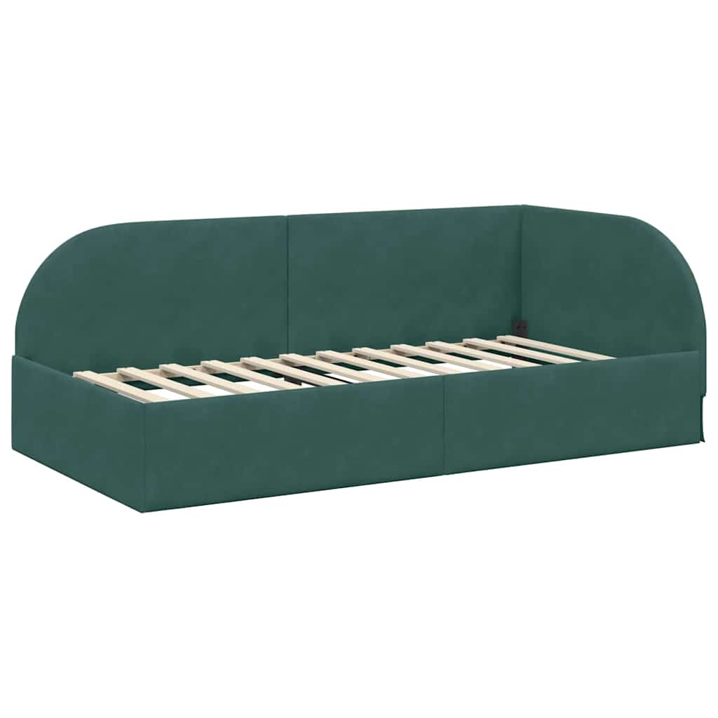 Cadre de lit d'angle Vert foncé 90 x 190 cm Velours - XIOS