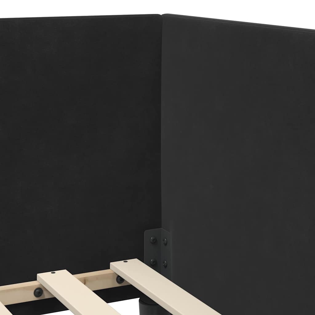 Cadre de lit d'angle avec tête de lit Noir 90 cm x 190 cm tissu - XIOS