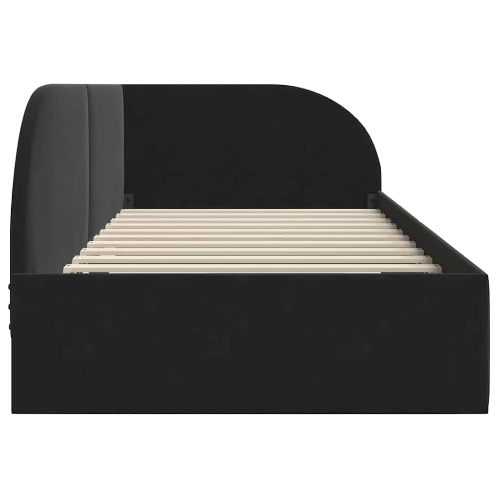 Cadre de lit d'angle avec tête de lit Noir 90 cm x 190 cm tissu - XIOS