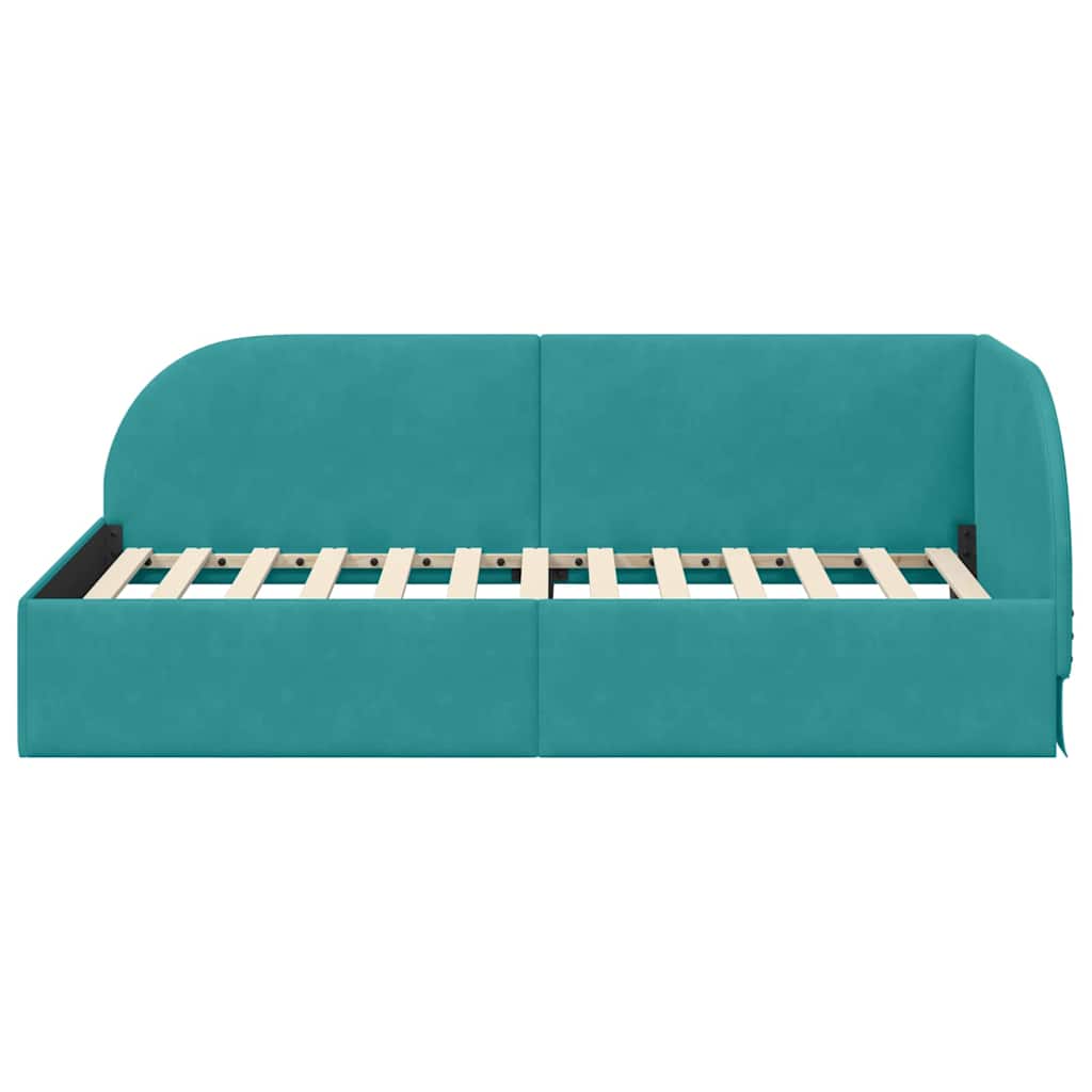 Cadre de lit d'angle Turquoise 90 x 190 cm Velours - XIOS