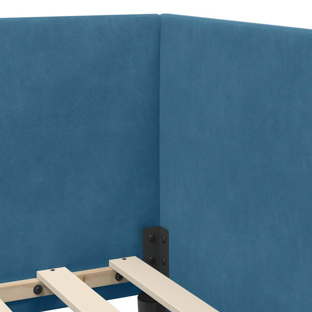 Cadre de lit d'angle Bleu 90 cm x 200 cm Velours - XIOS