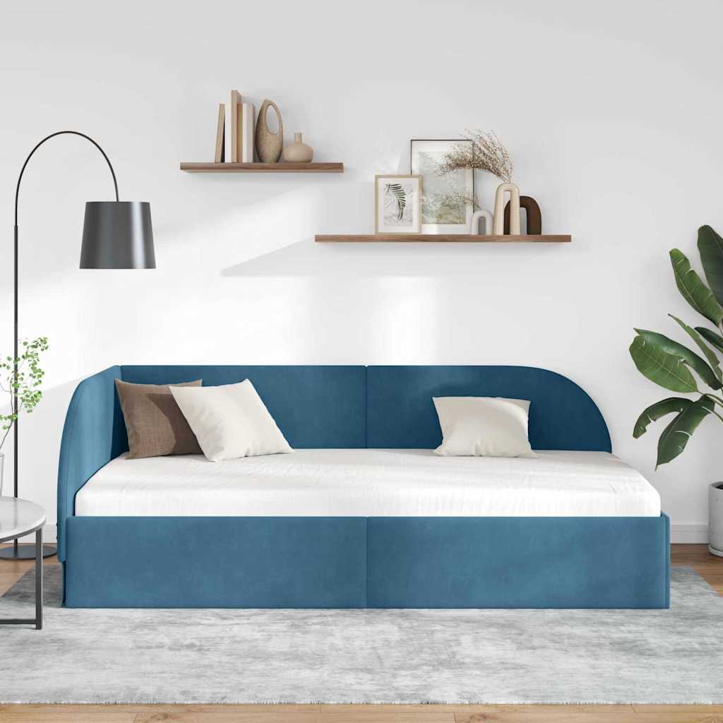 Cadre de lit d'angle Bleu 90 cm x 200 cm Velours - XIOS