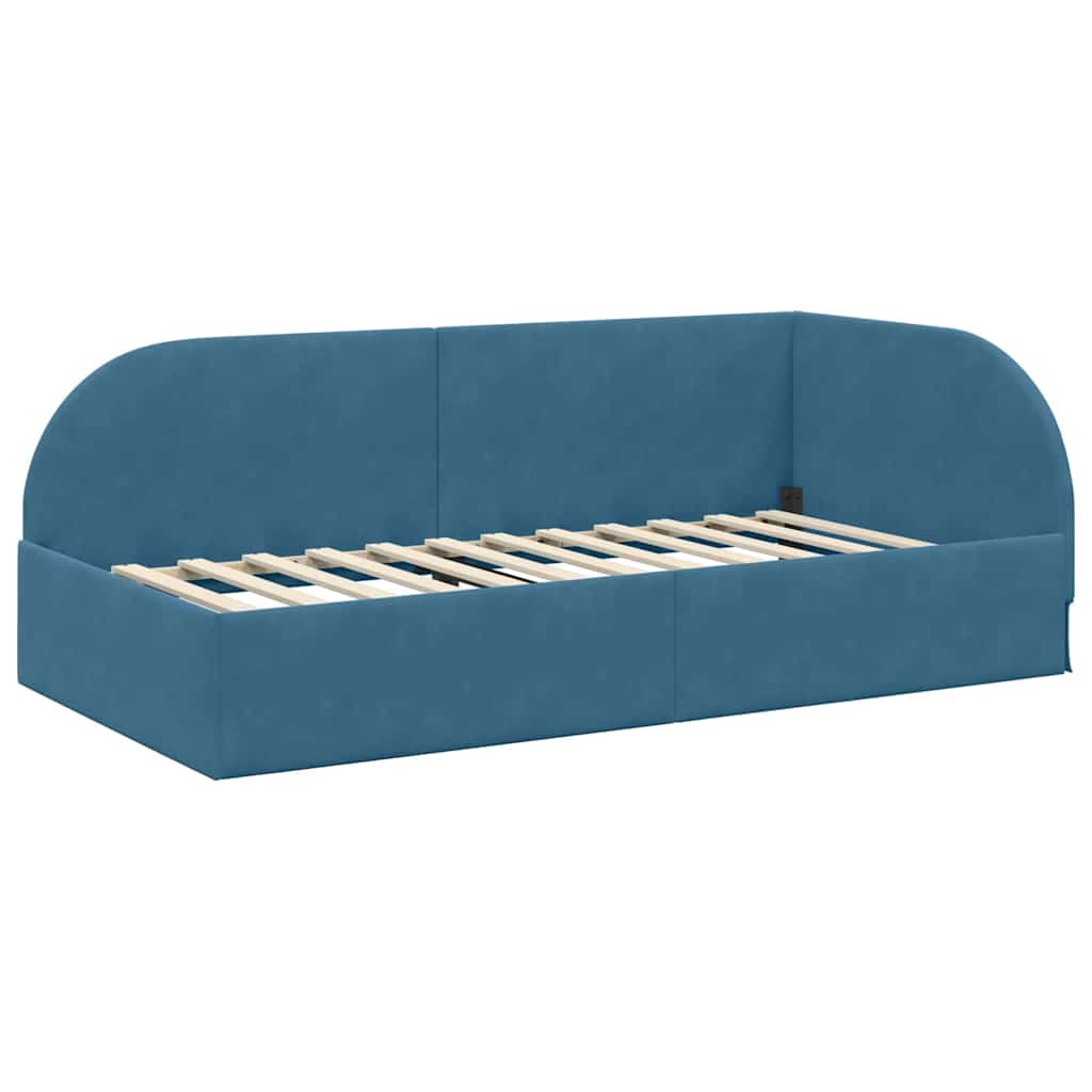Cadre de lit d'angle Bleu 90 cm x 200 cm Velours - XIOS