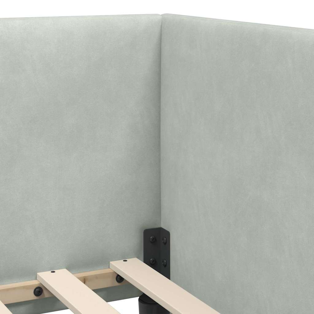 Cadre de lit d'angle Gris clair 90 cm x 200 cm Velours - XIOS