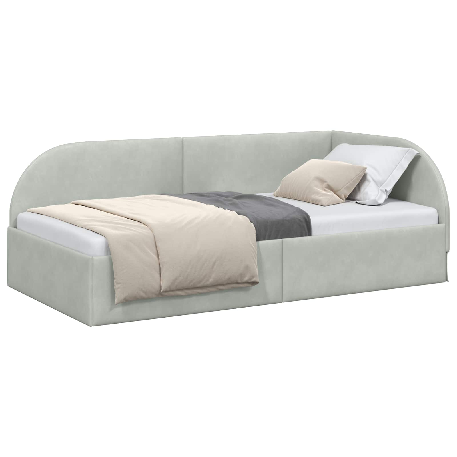 Cadre de lit d'angle Gris clair 90 cm x 200 cm Velours - XIOS