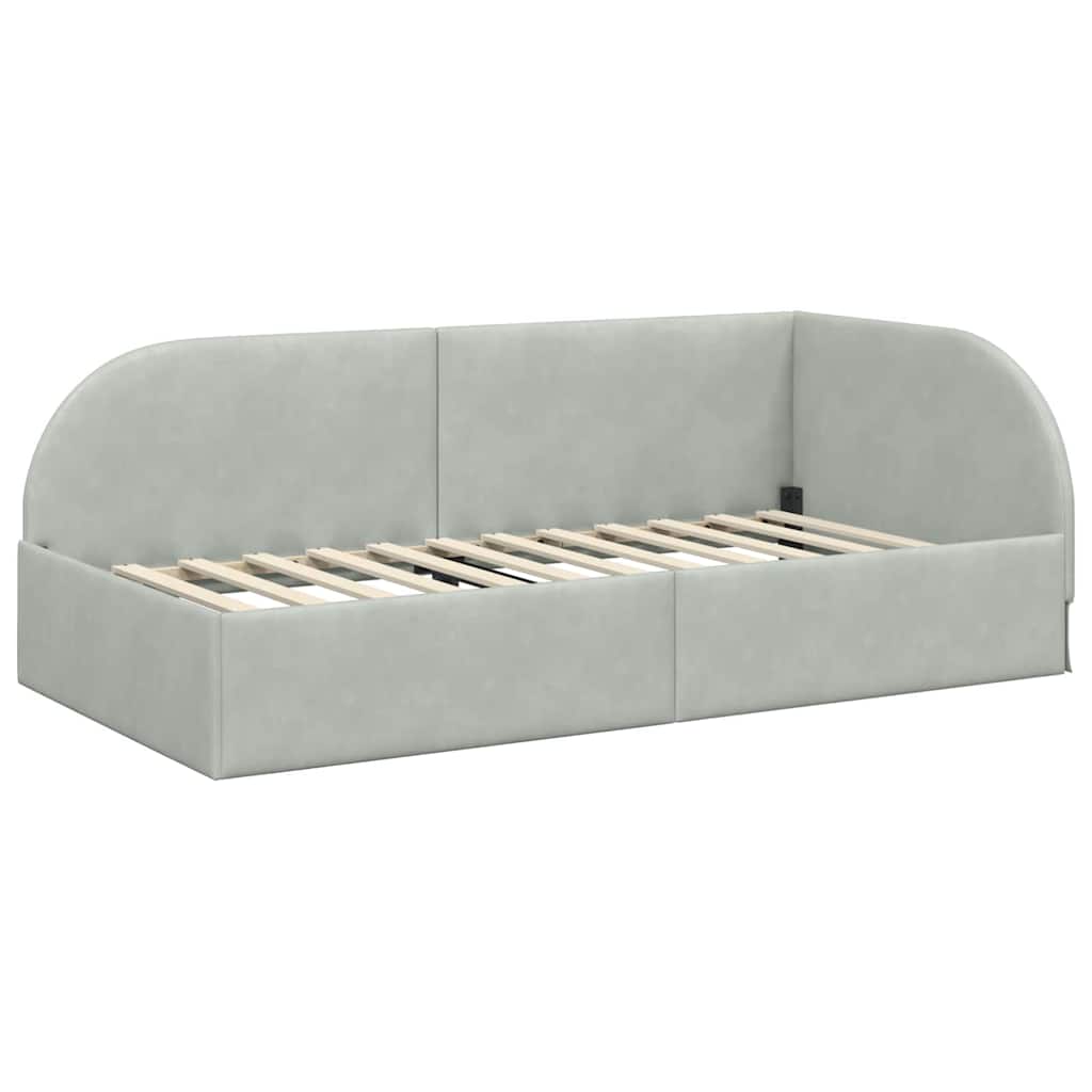 Cadre de lit d'angle Gris clair 90 cm x 200 cm Velours - XIOS