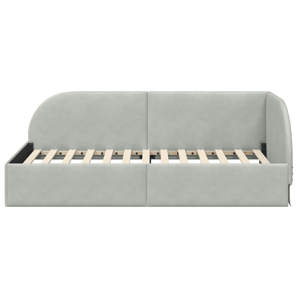 Cadre de lit d'angle Gris clair 90 cm x 200 cm Velours - XIOS