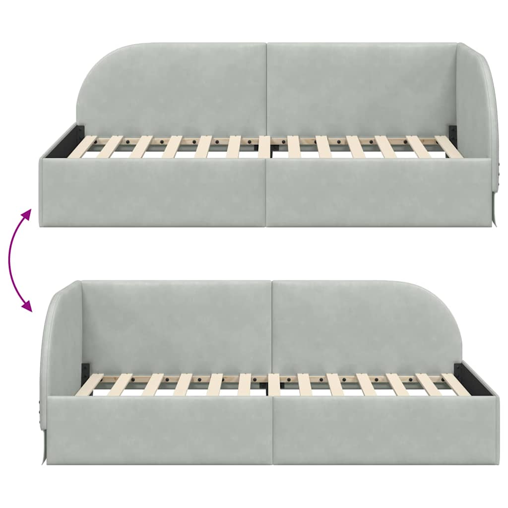 Cadre de lit d'angle Gris clair 90 cm x 200 cm Velours - XIOS