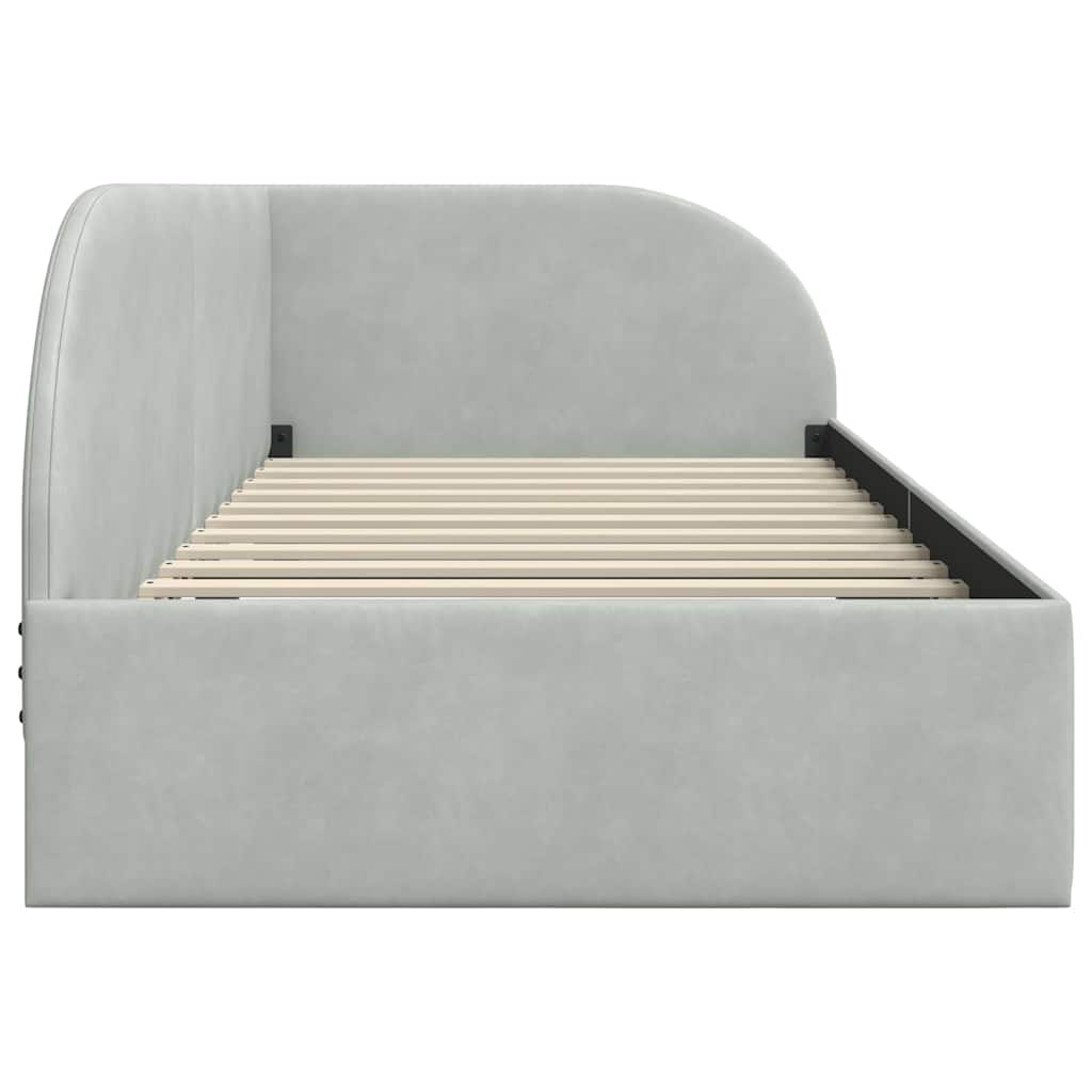 Cadre de lit d'angle Gris clair 90 cm x 200 cm Velours - XIOS