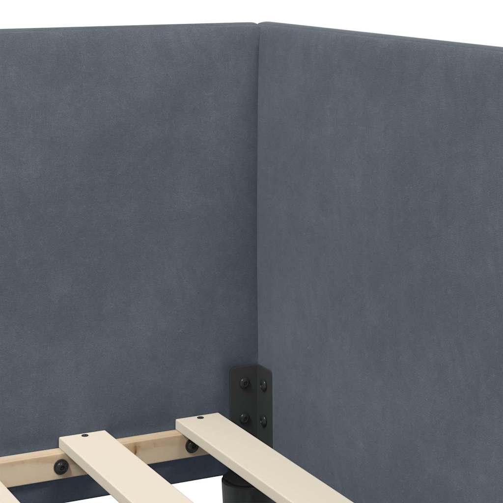 Cadre de lit d'angle Gris foncé 90 cm x 200 cm Velours - XIOS