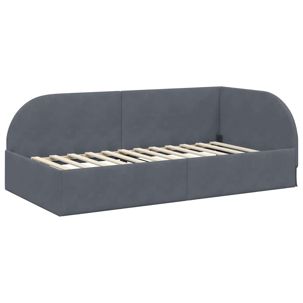 Cadre de lit d'angle Gris foncé 90 cm x 200 cm Velours - XIOS