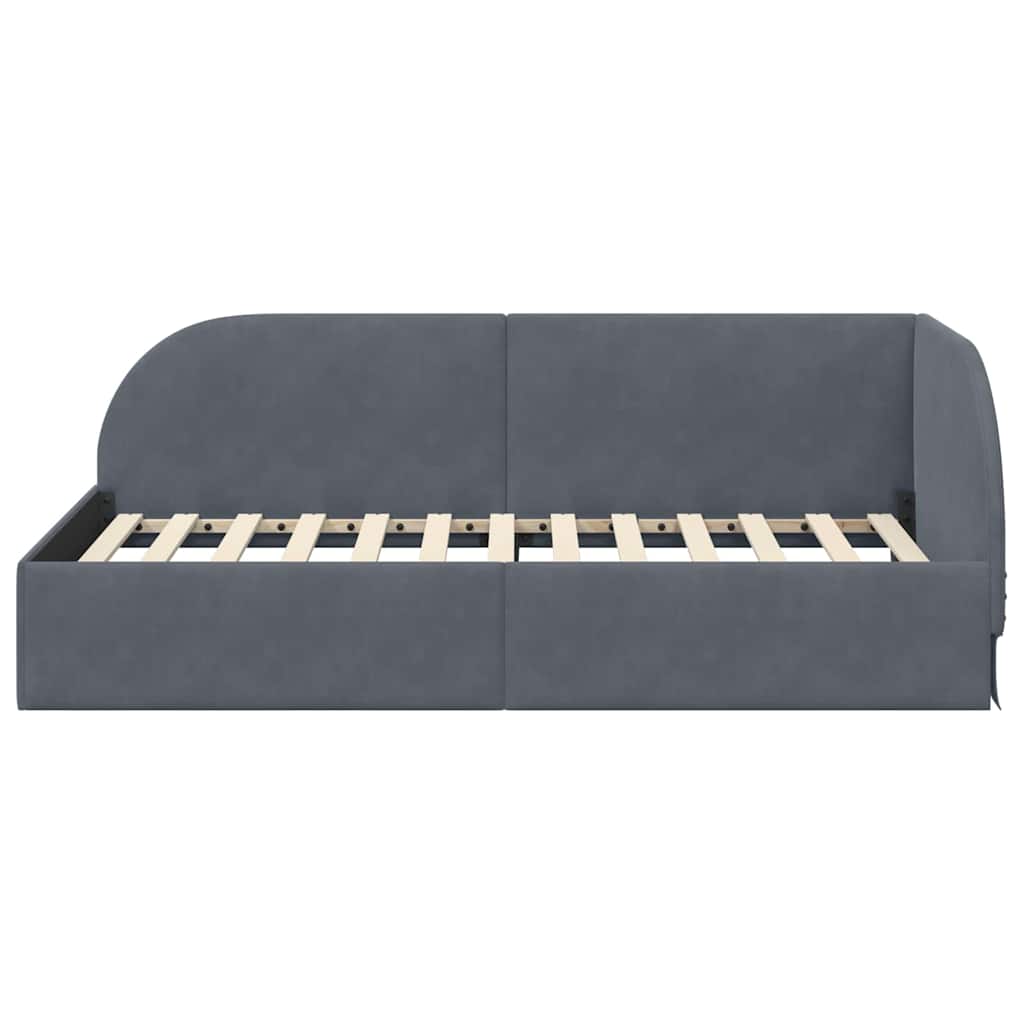 Cadre de lit d'angle Gris foncé 90 cm x 200 cm Velours - XIOS