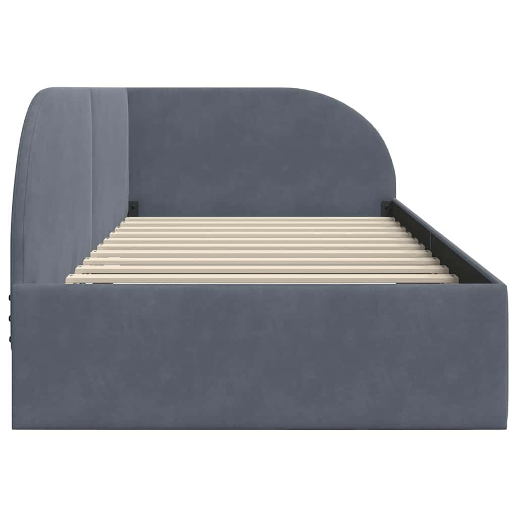 Cadre de lit d'angle Gris foncé 90 cm x 200 cm Velours - XIOS
