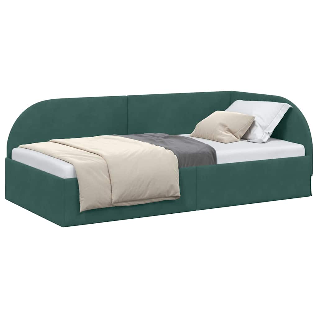 Cadre de lit d'angle Vert foncé 90 cm x 200 cm tissu - XIOS