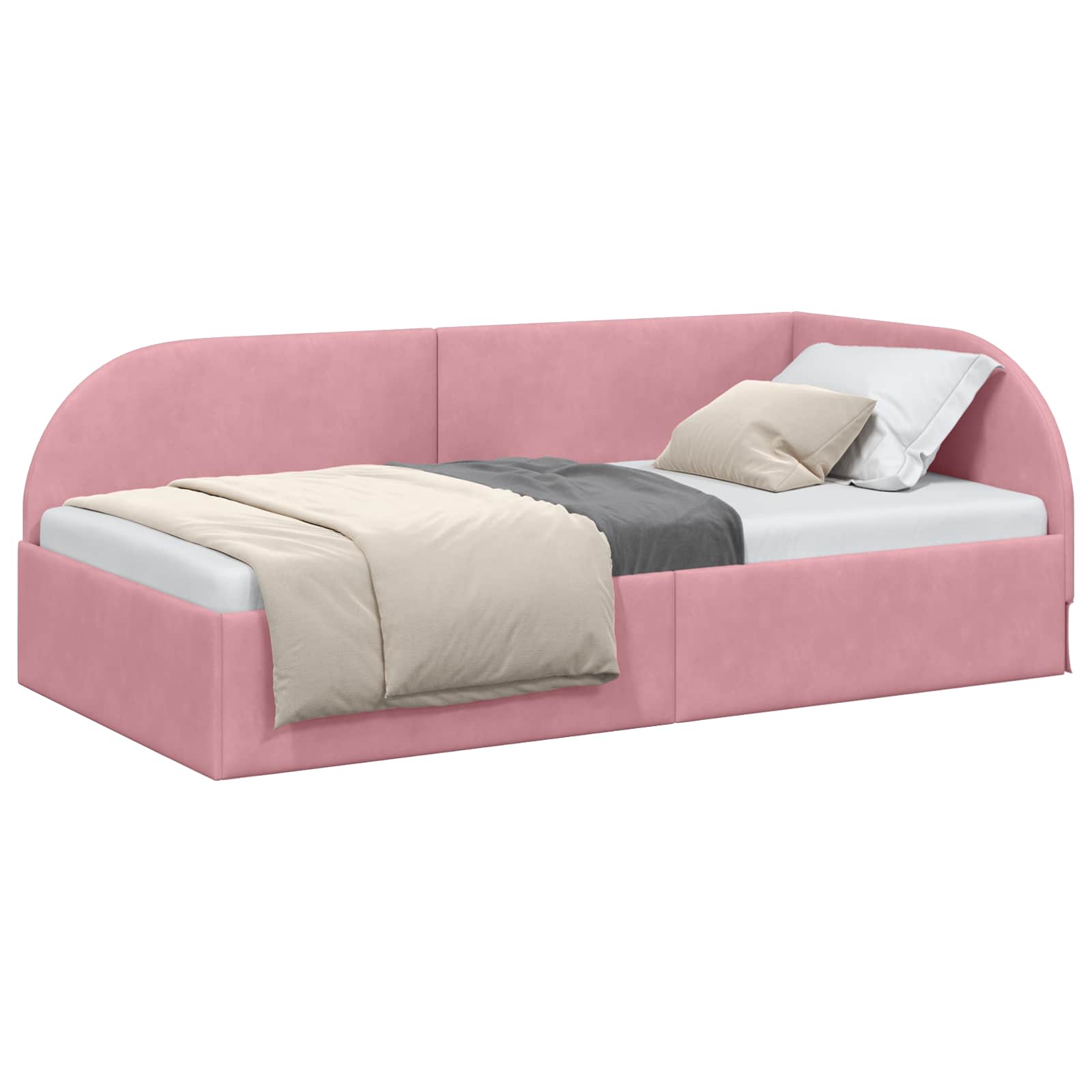 Cadre de lit d'angle Rose 90 cm x 200 cm Velours