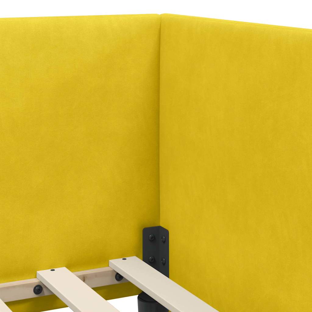 Cadre de lit d'angle avec tête de lit Jaune 90 x 200 cm Velours - XIOS