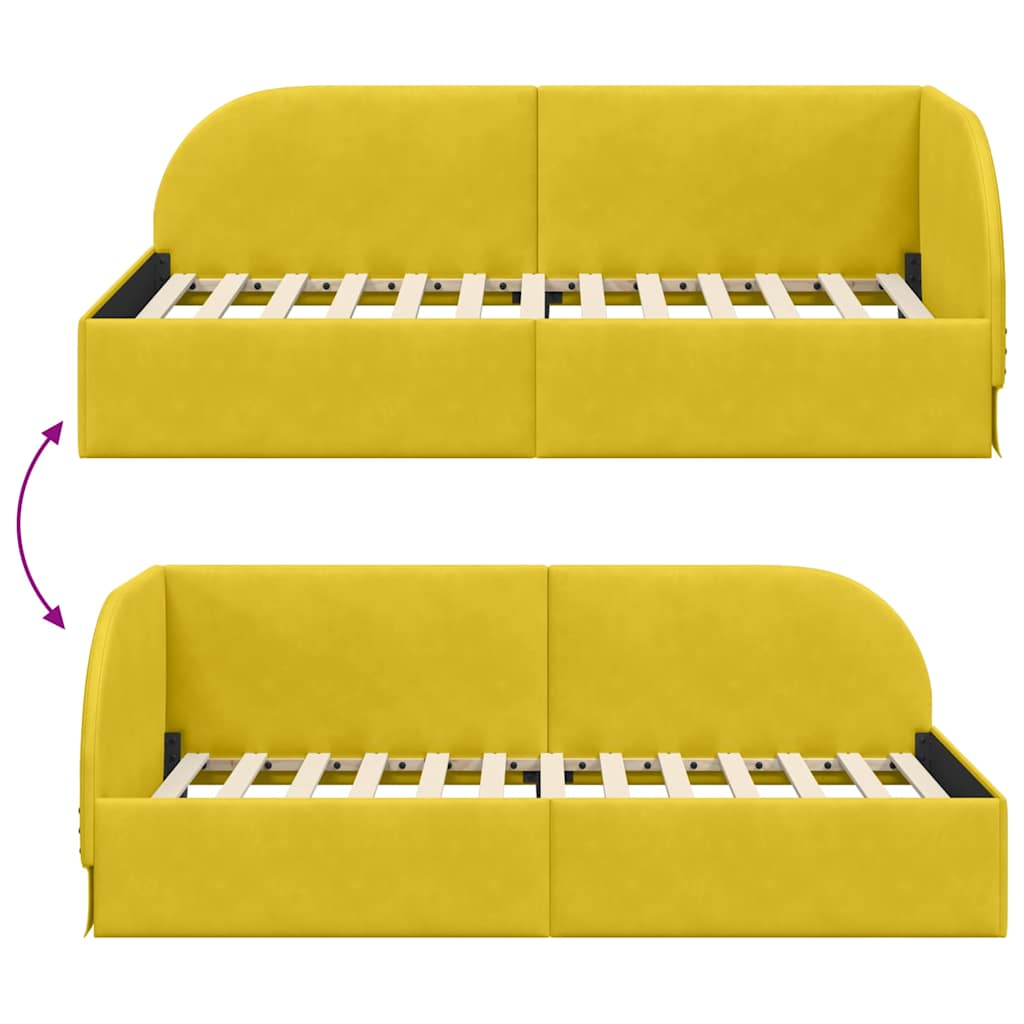 Cadre de lit d'angle avec tête de lit Jaune 90 x 200 cm Velours - XIOS