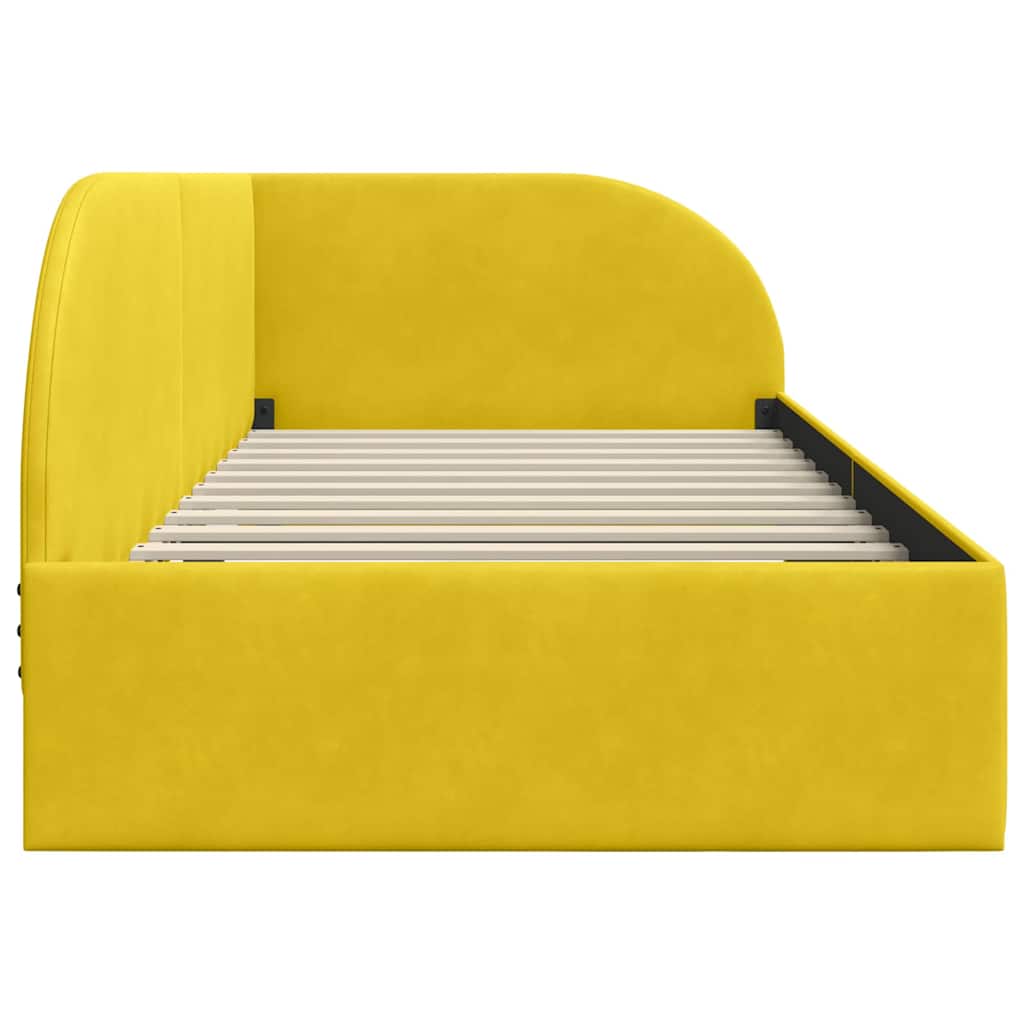 Cadre de lit d'angle avec tête de lit Jaune 90 x 200 cm Velours - XIOS