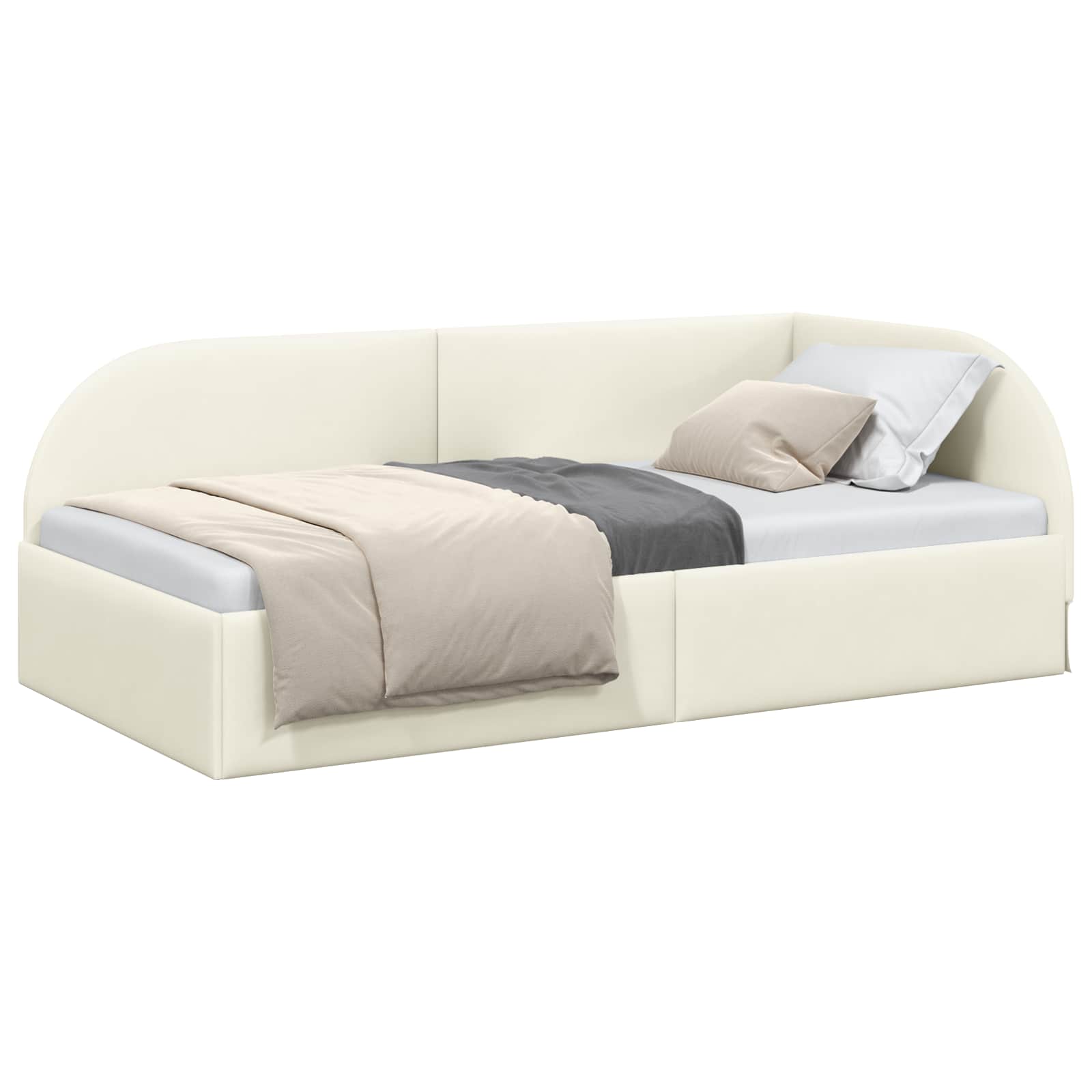 Cadre de lit d'angle Crème 90 cm x 200 cm Velours - XIOS