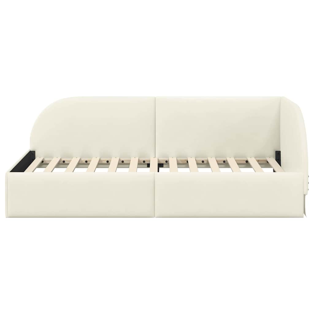 Cadre de lit d'angle Crème 90 cm x 200 cm Velours - XIOS