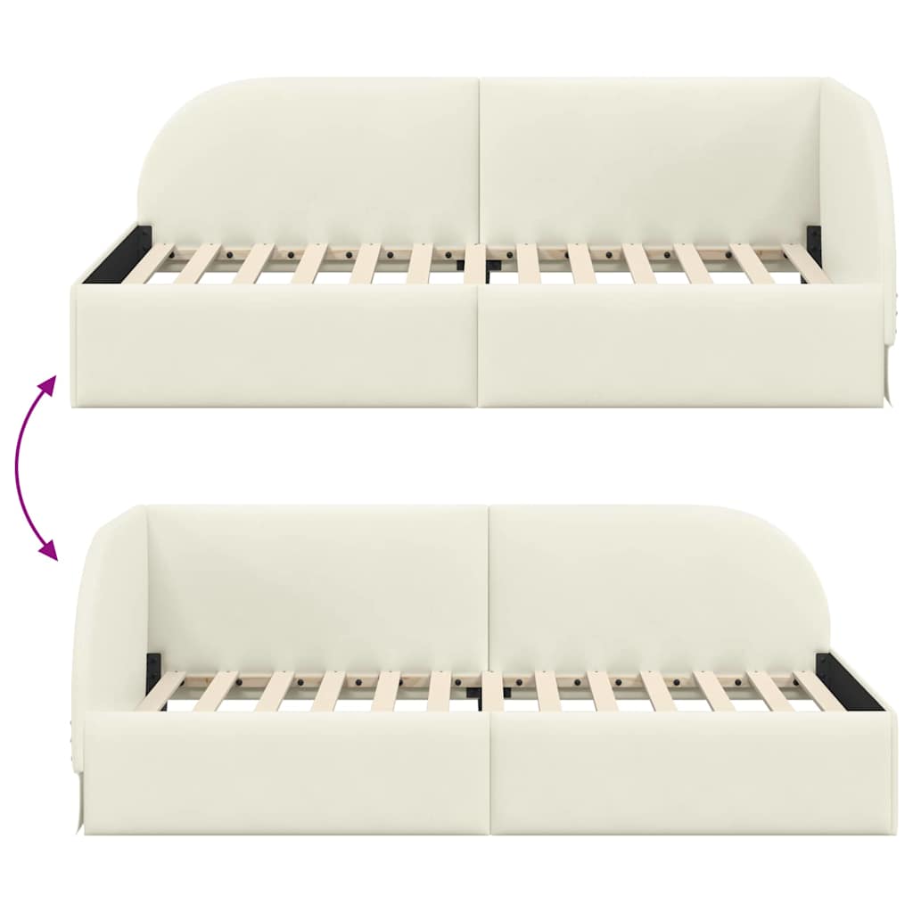 Cadre de lit d'angle Crème 90 cm x 200 cm Velours - XIOS