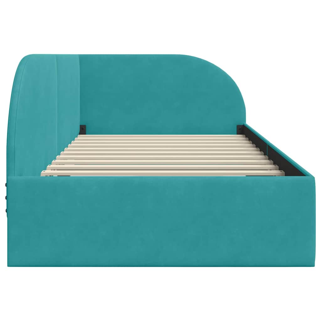 Cadre de lit d'angle Turquoise 90 cm x 200 cm tissu - XIOS