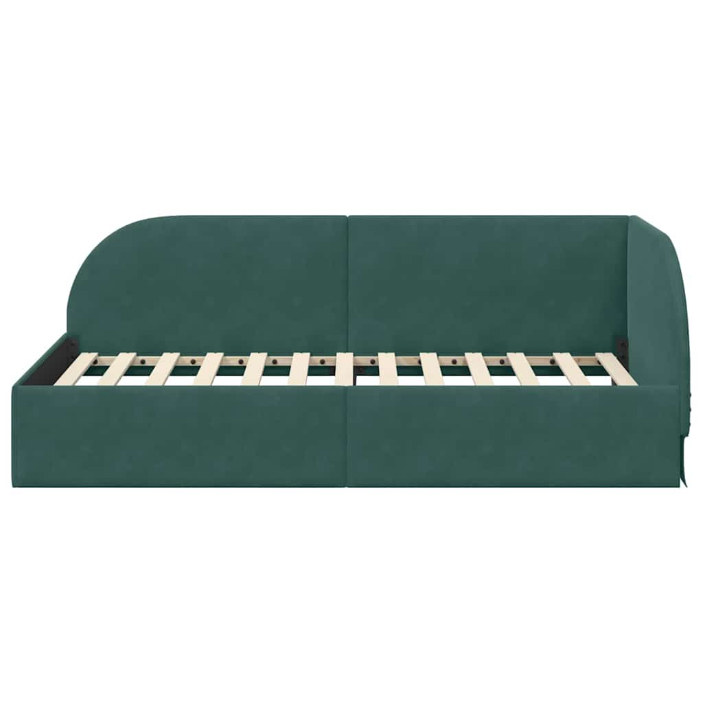 Cadre de lit d'angle Vert foncé 100 cm x 200 cm tissu - XIOS