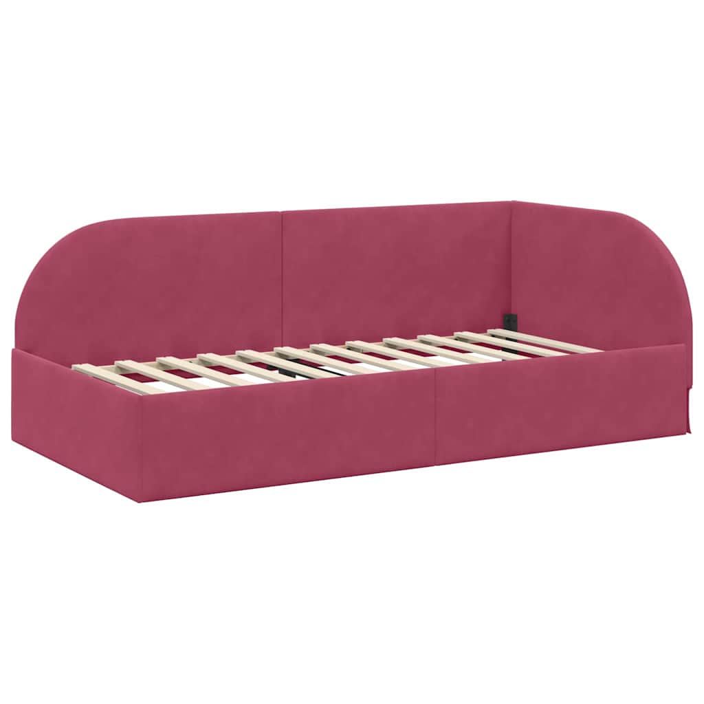 Cadre de lit d'angle Rouge bordeaux 100 x 200 cm Velours - XIOS