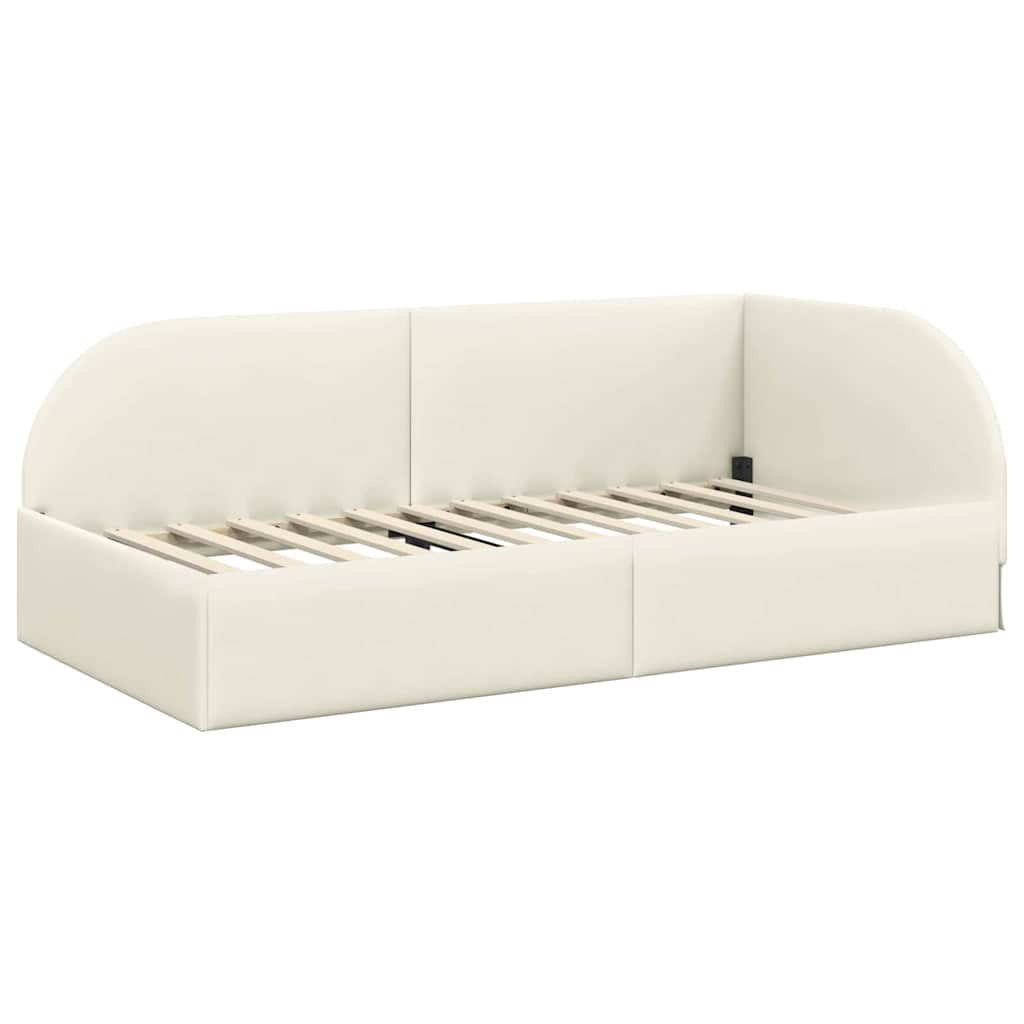 Cadre de lit d'angle Crème 100 cm x 200 cm Velours - XIOS
