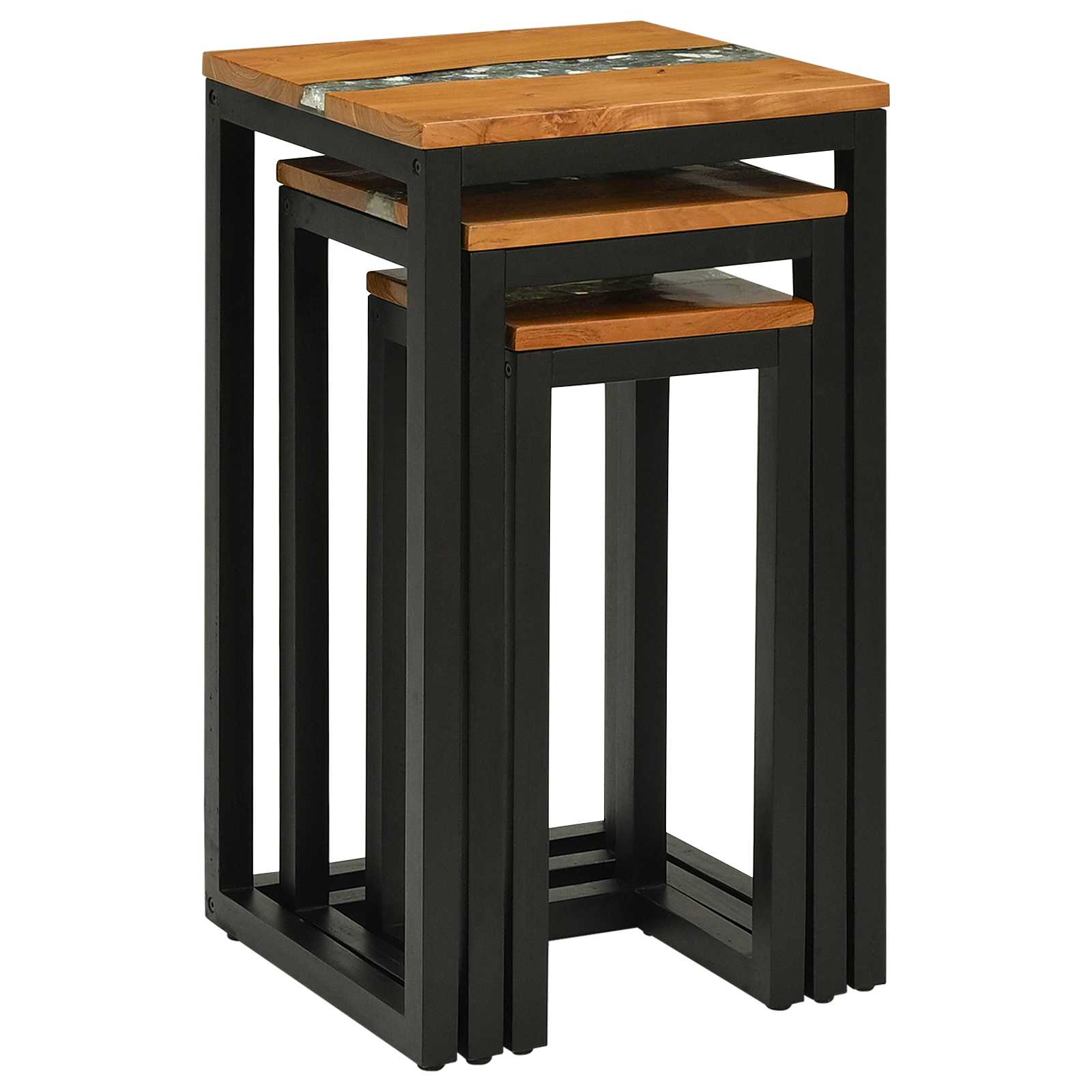 Table gigogne 3 pcs Marron Bois de teck massif - XIOS