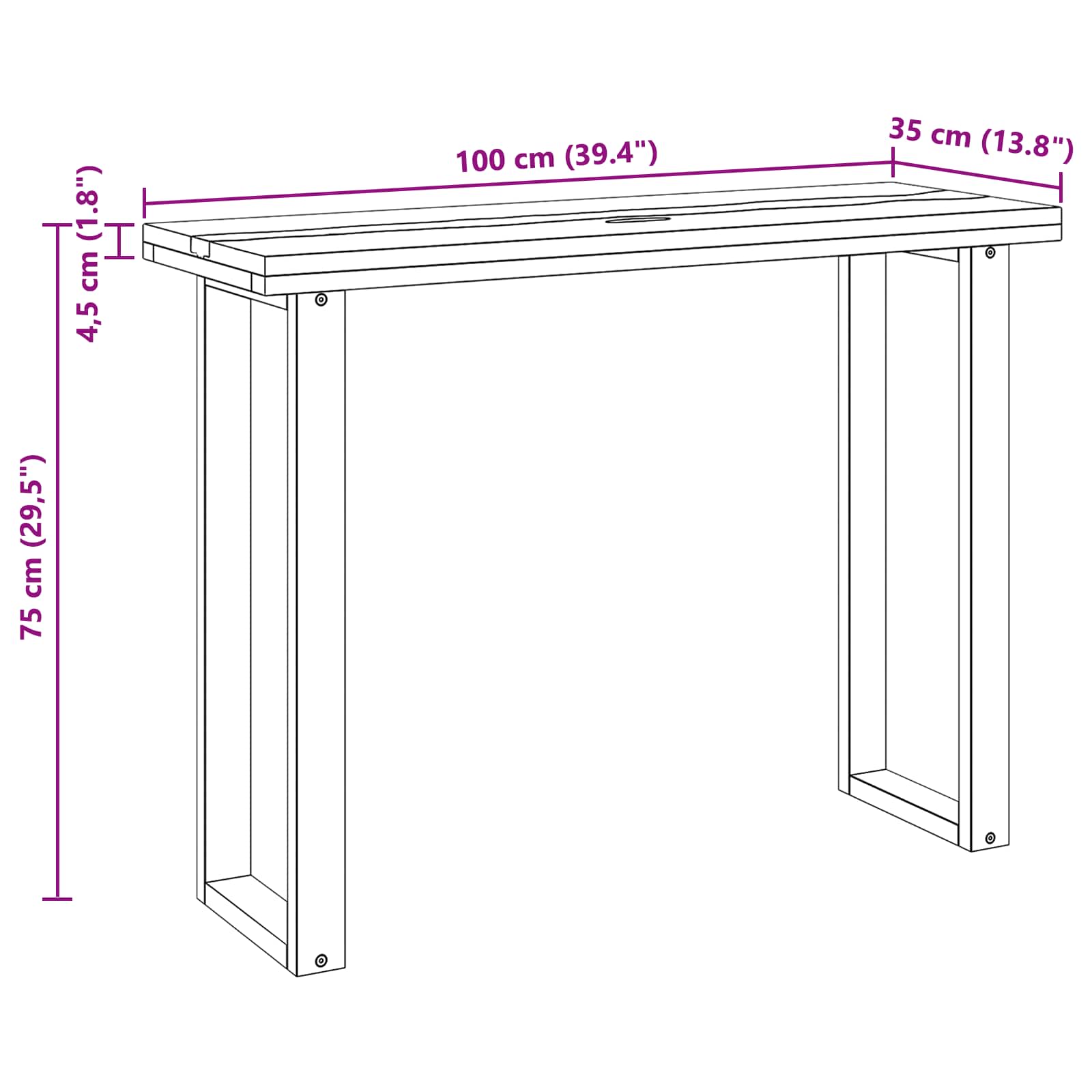 Table console Marron 100 x 35 x 75 cm Bois de teck massif - XIOS