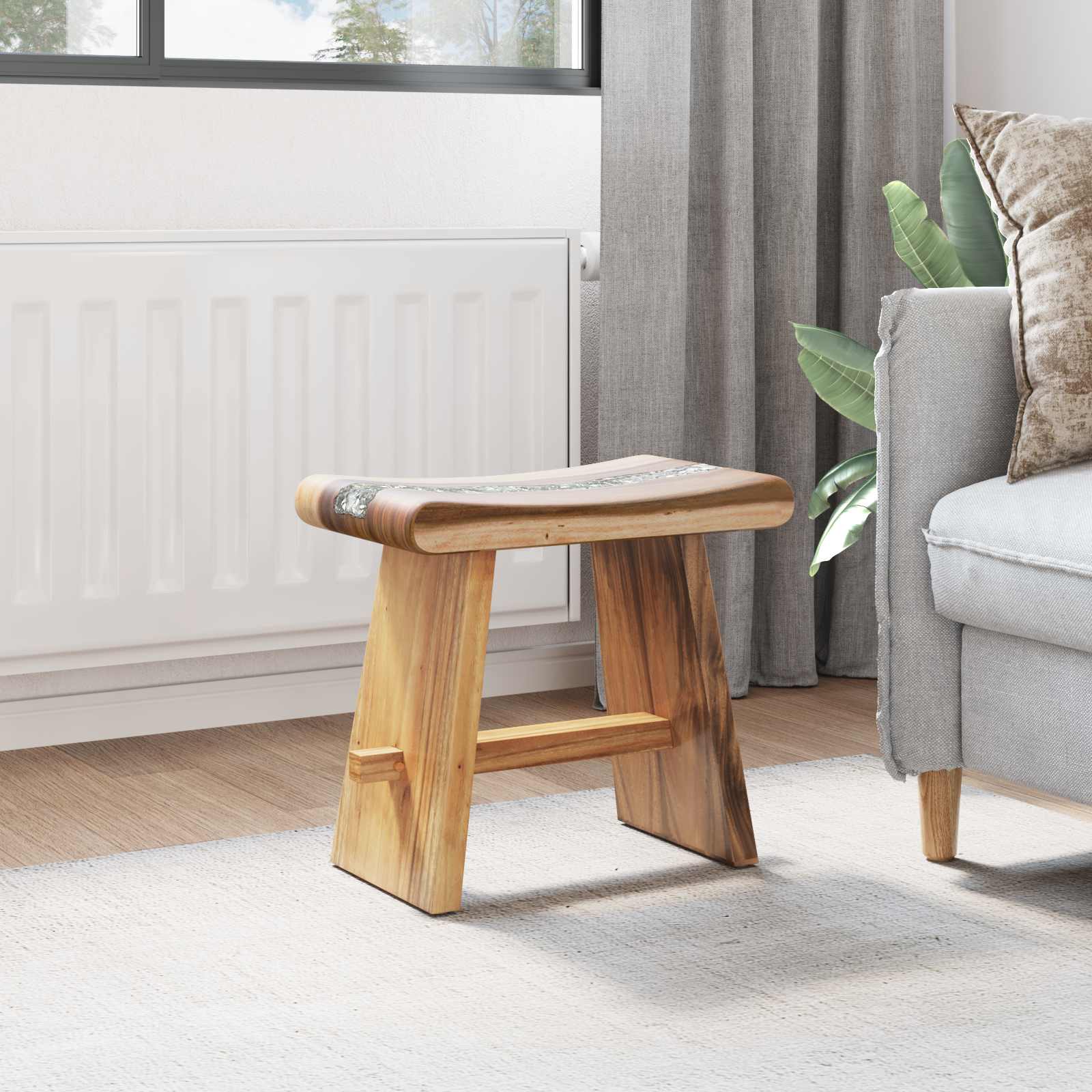 Tabouret de salle de bain Naturel 50 x 30 x 45 cm Bois naturel - XIOS