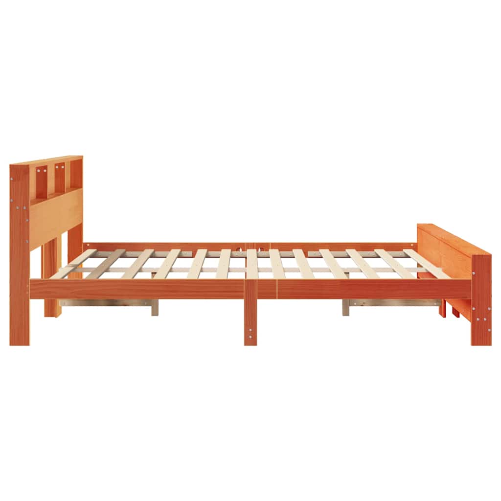 Cadre de lit avec tête de lit Brun cire 200 x 200 cm Pin massif - XIOS