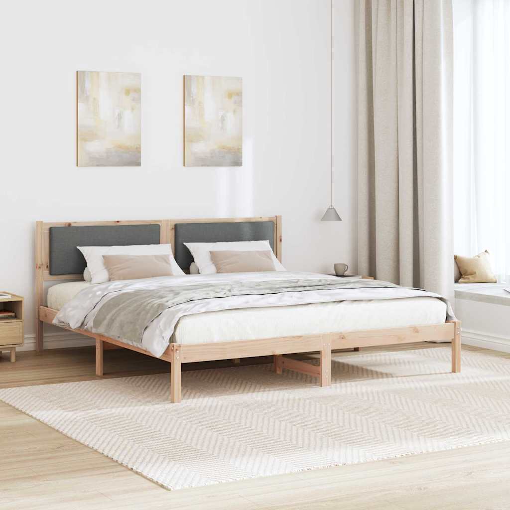 Cadre de lit Gris foncé 200 x 200 cm Pin massif