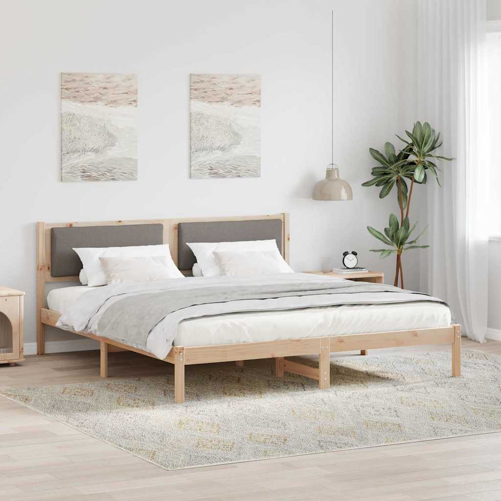 Cadre de lit avec tête de lit Taupe 200 x 200 cm Pin massif