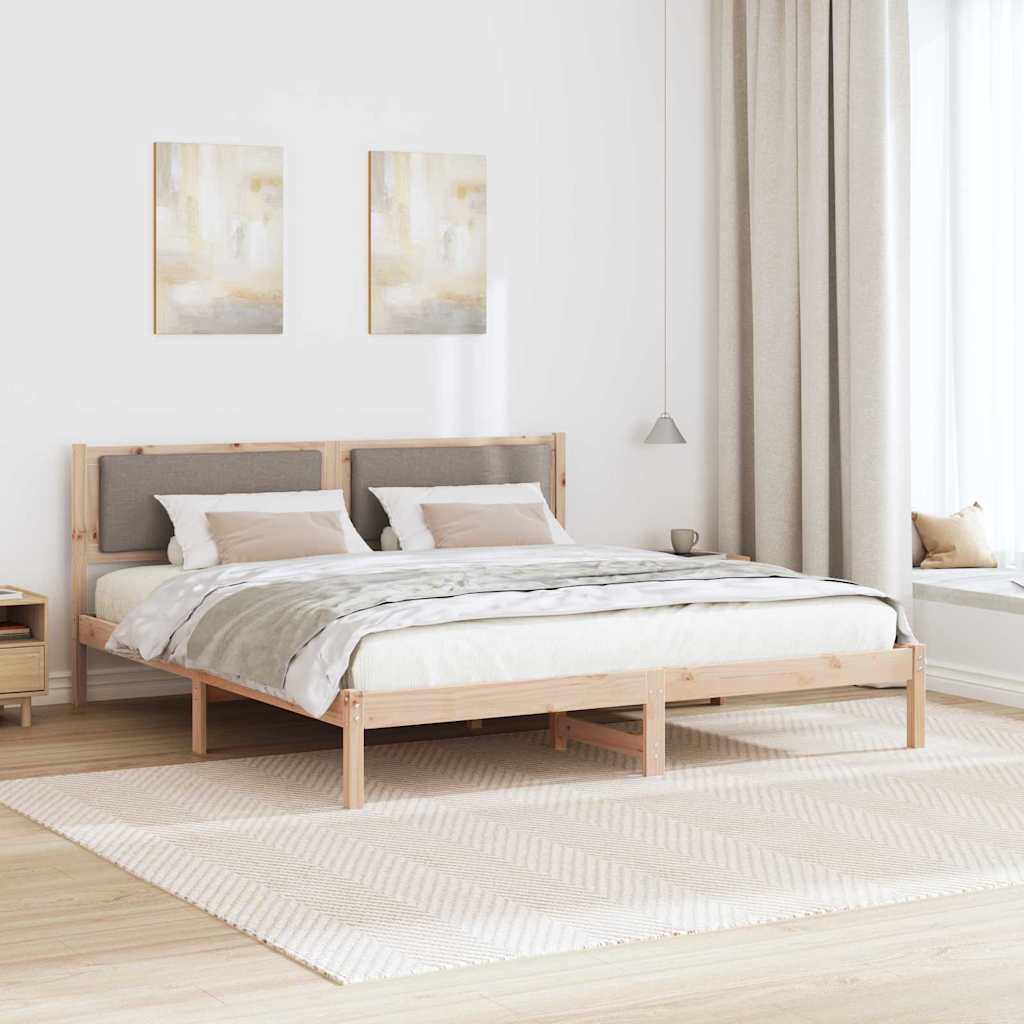 Cadre de lit avec tête de lit Taupe 200 x 200 cm Pin massif