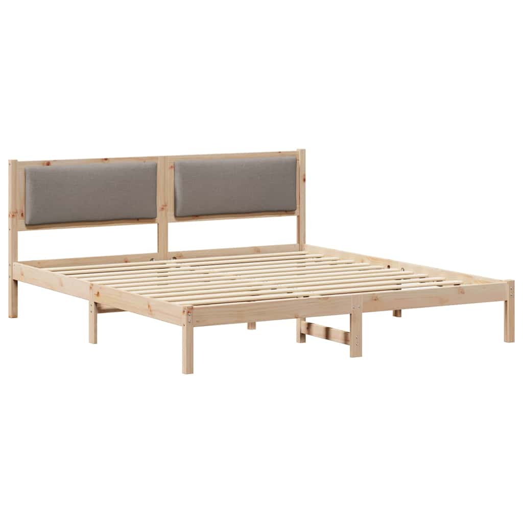 Cadre de lit avec tête de lit Taupe 200 x 200 cm Pin massif