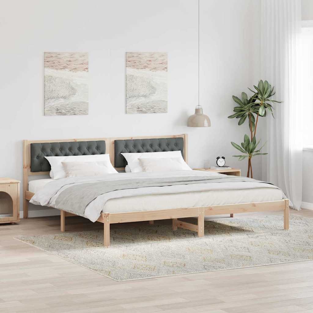 Cadre de lit Gris foncé 200 x 200 cm Pin massif - XIOS