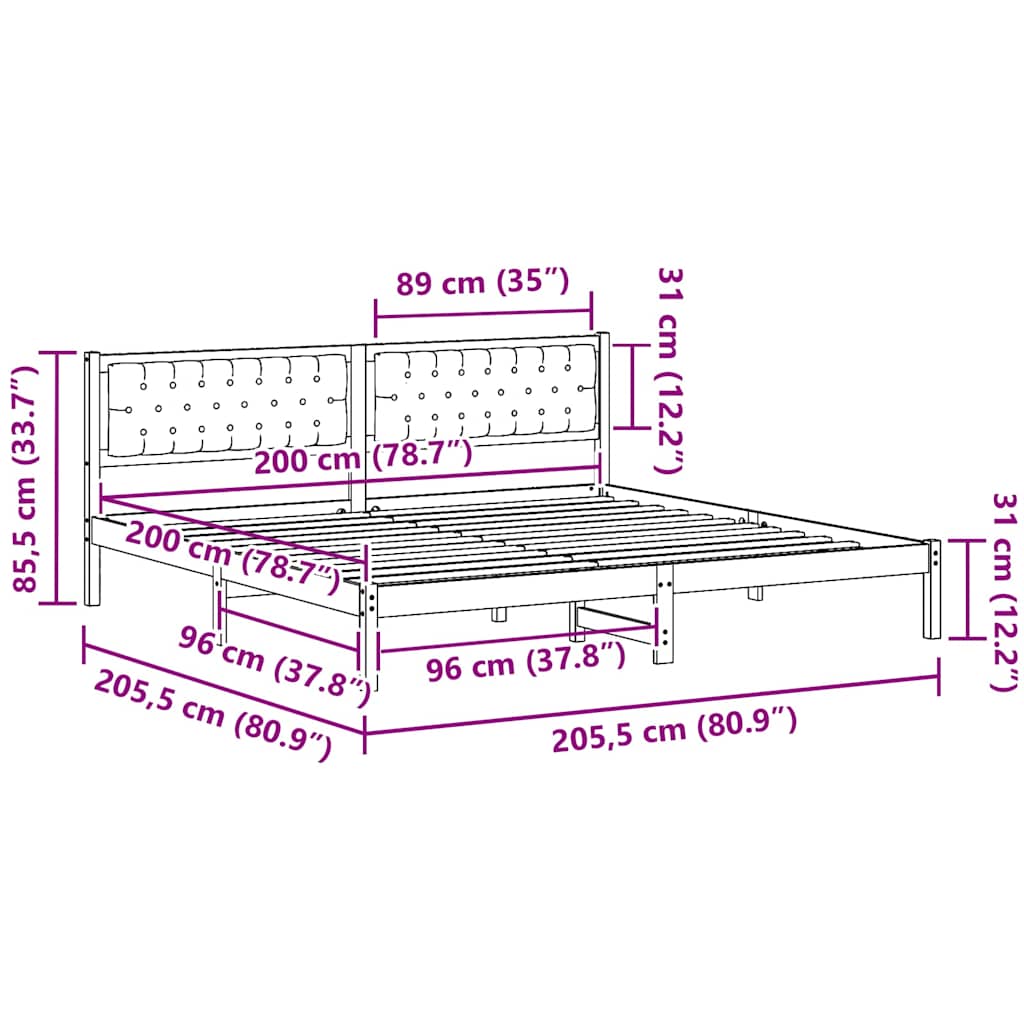 Cadre de lit avec tête de lit Gris foncé 200 x 200 cm tissu - XIOS