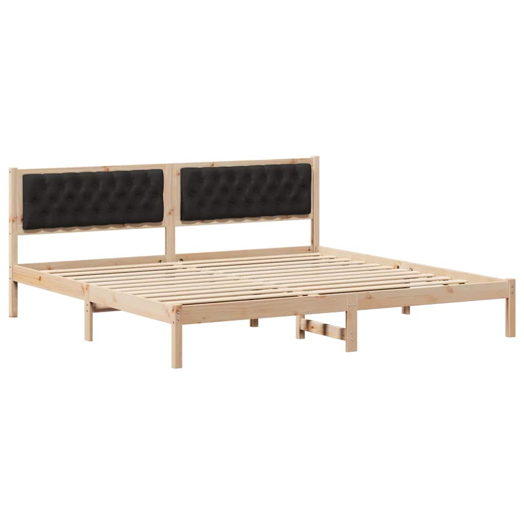 Cadre de lit avec tête de lit Noir 200 x 200 cm Pin massif - XIOS