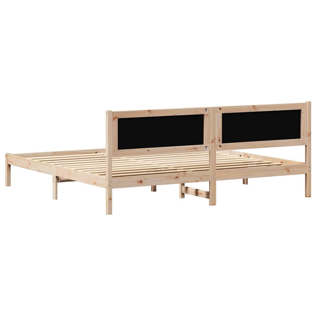 Cadre de lit avec tête de lit Noir 200 x 200 cm Pin massif - XIOS