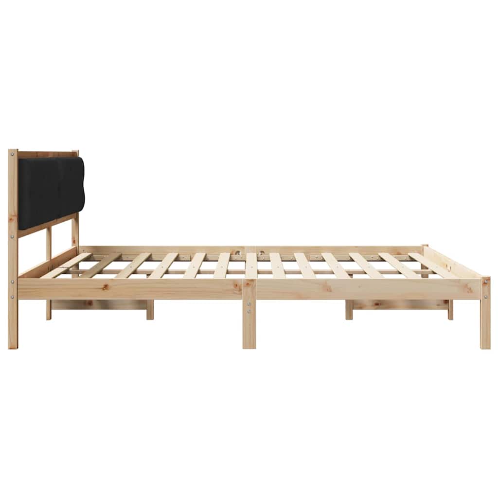 Cadre de lit avec tête de lit Noir 200 x 200 cm Pin massif - XIOS