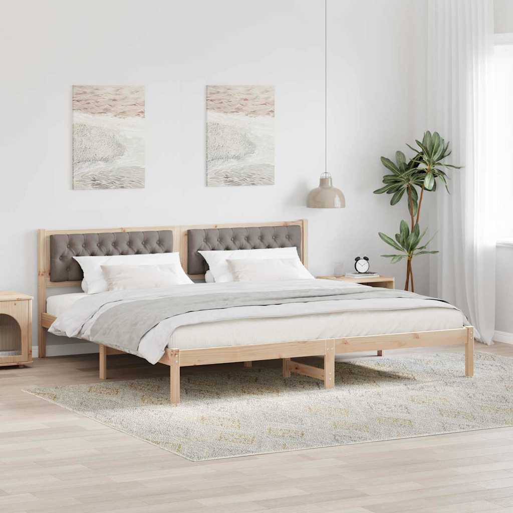 Cadre de lit avec tête de lit Taupe 200 x 200 cm Pin massif - XIOS